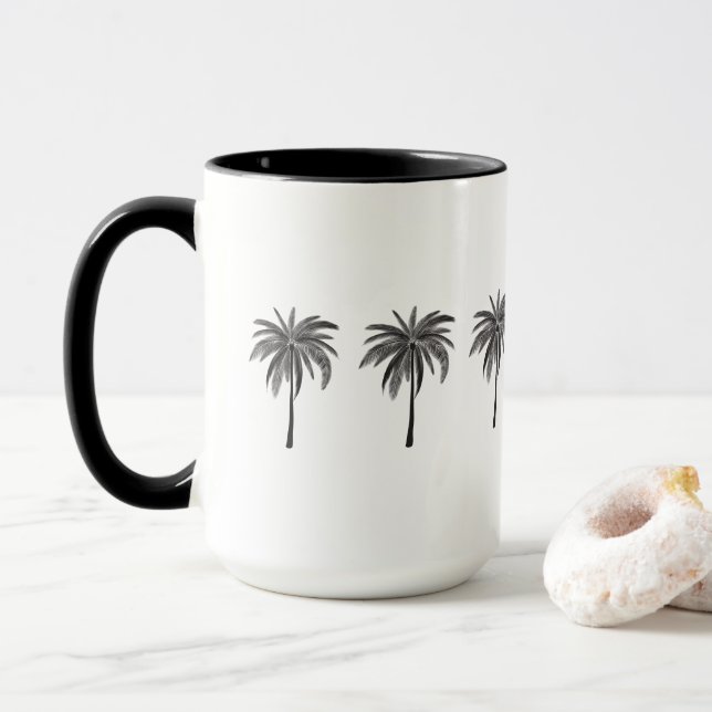 Black Palm Trees Combo Mug (With Donut)