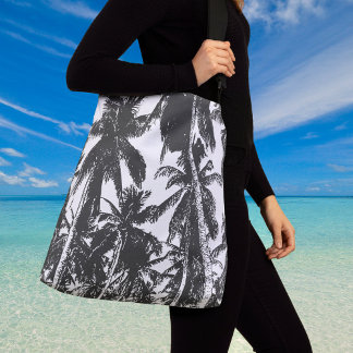 Black Palm Trees Large Crossbody Bag