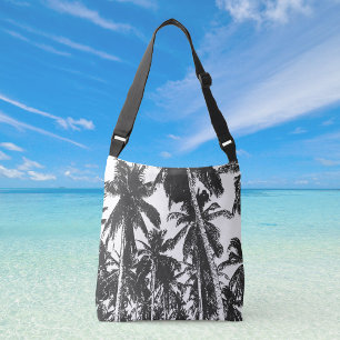 Black Palm Trees Medium Crossbody Bag