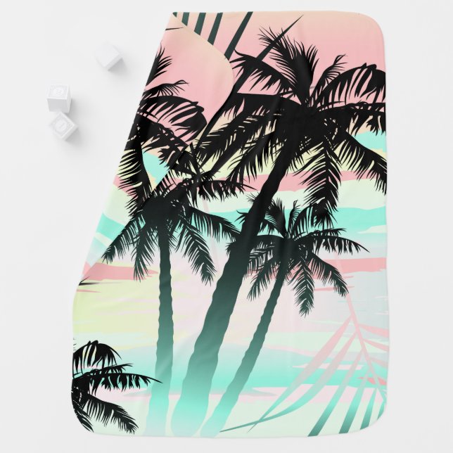 Black palms at sunset baby blanket (In Situ)