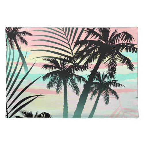 Black palms at sunset cloth placemat