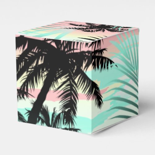 Black palms at sunset favor boxes