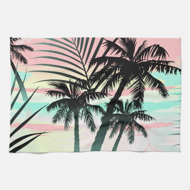 Black palms at sunset kitchen towel (Horizontal)