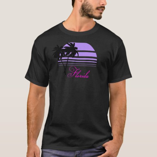 Black Palms Purple Sunset Pink Florida T_Shirt