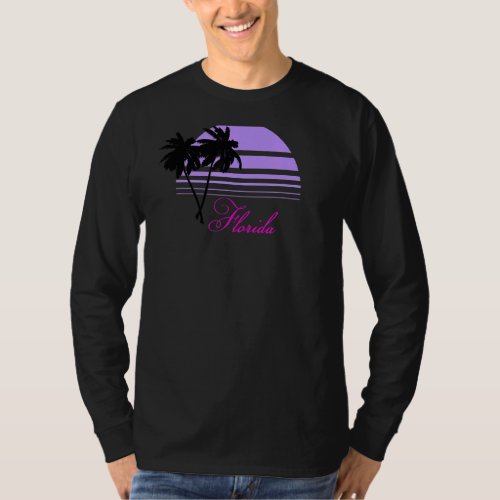 Black Palms Purple Sunset Pink Florida T_Shirt