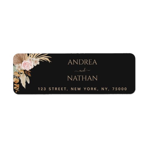 Black Pampas Grass Dried Floral Botanical Wedding Label