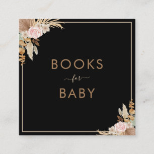 Black Pampas Grass Dried Palm Book for Baby Shower Square Business Card