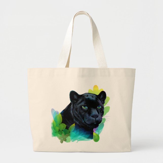 BLACK PANTHER and BLENDING JUNGLE Large Tote Bag (Front)