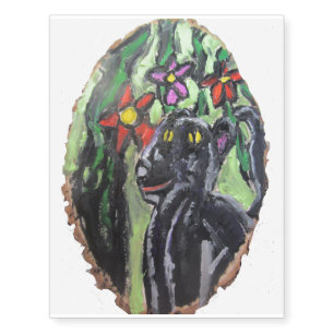 Black panther and flowers and Jungle Temporary Tattoos