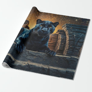 Black Panther and Thai Temple Wrapping Paper