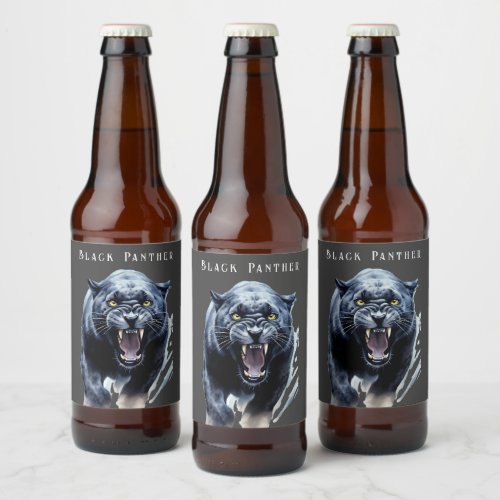 Black Panther  Beer Bottle Label