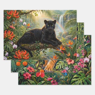 Black Panther Bengal Tiger Jaguar Big Cats Wrapping Paper Sheets