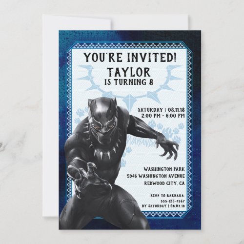 Black Panther  Birthday Invitation