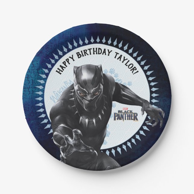 Black Panther | Birthday Paper Plates (Front)