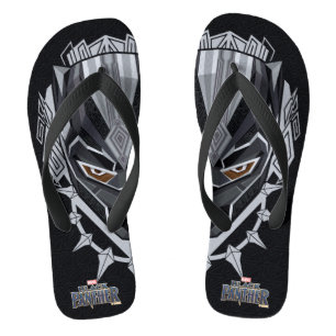 Black Panther Black Panther Head Emblem Flip Flops