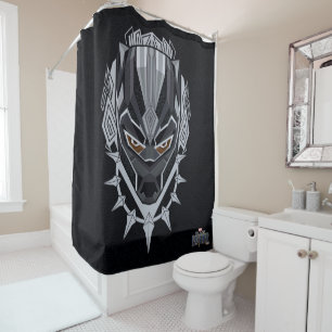 Black Panther   Black Panther Head Emblem Shower Curtain