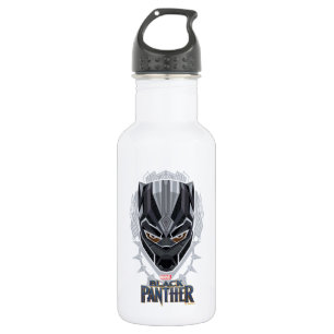 Black Panther   Black Panther Head Emblem Stainless Steel Water Bottle