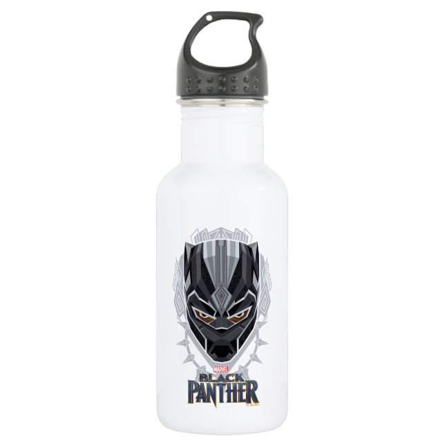 Black Panther | Black Panther Head Emblem Stainless Steel Water Bottle (Front)