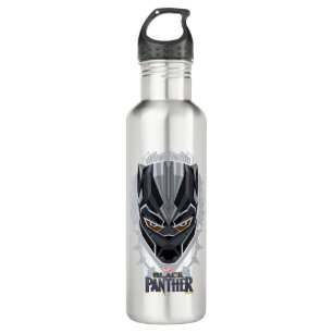 Black Panther   Black Panther Head Emblem Stainless Steel Water Bottle