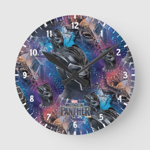 Black Panther  Black Panther  Mask Pattern Round Clock
