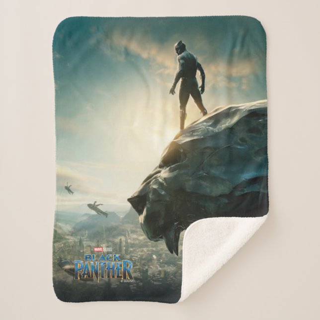 Black Panther | Black Panther Standing Atop Lair Sherpa Blanket (Front)
