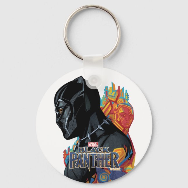 Black Panther | Black Panther Tribal Graffiti Keychain (Front)
