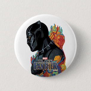 Black Panther   Black Panther Tribal Graffiti Pinback Button