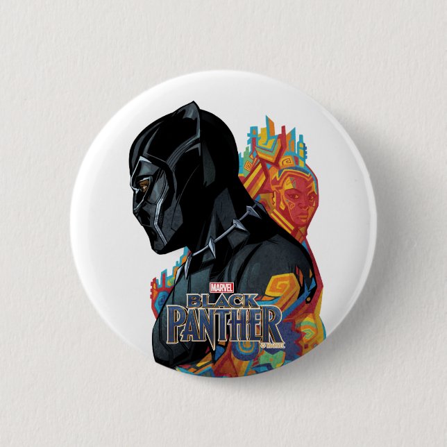 Black Panther | Black Panther Tribal Graffiti Pinback Button (Front)