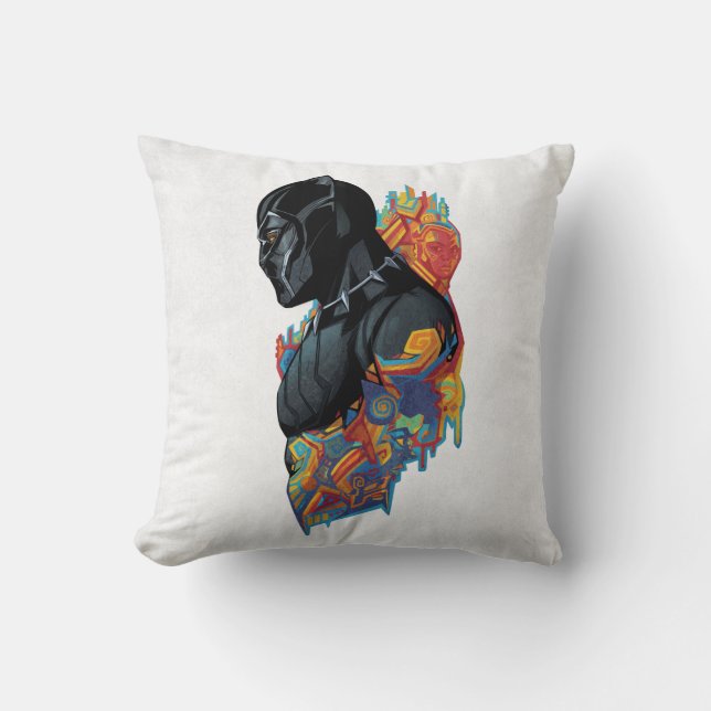 Black Panther | Black Panther Tribal Graffiti Throw Pillow (Front)