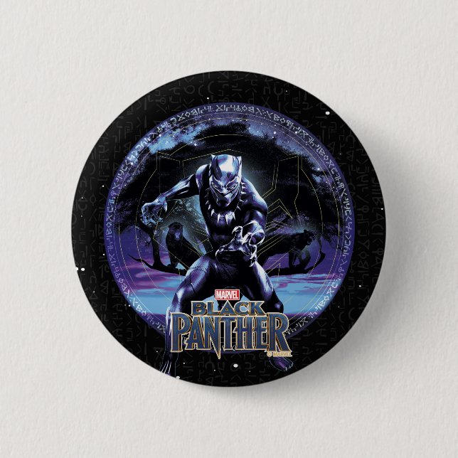 Black Panther | Black Panthers In Wawa Tree Button (Front)