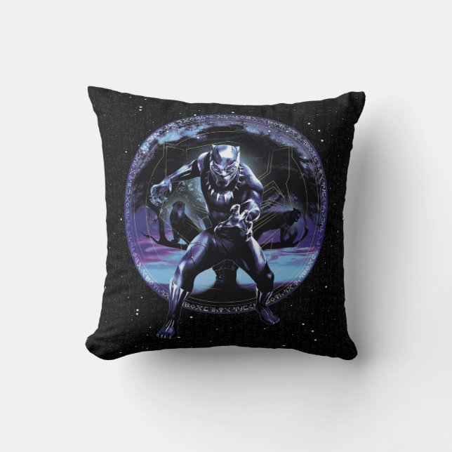Black Panther | Black Panthers In Wawa Tree Throw Pillow (Front)