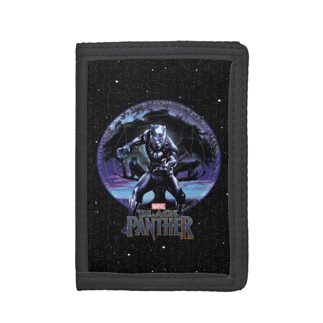 Black Panther | Black Panthers In Wawa Tree Trifold Wallet (Front Vertical)