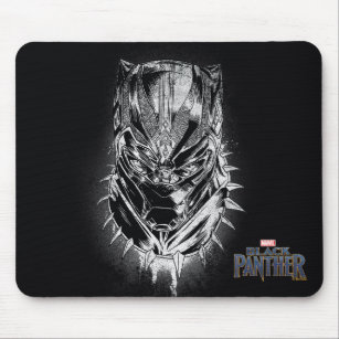 Black Panther   Black & White Head Sketch Mouse Pad