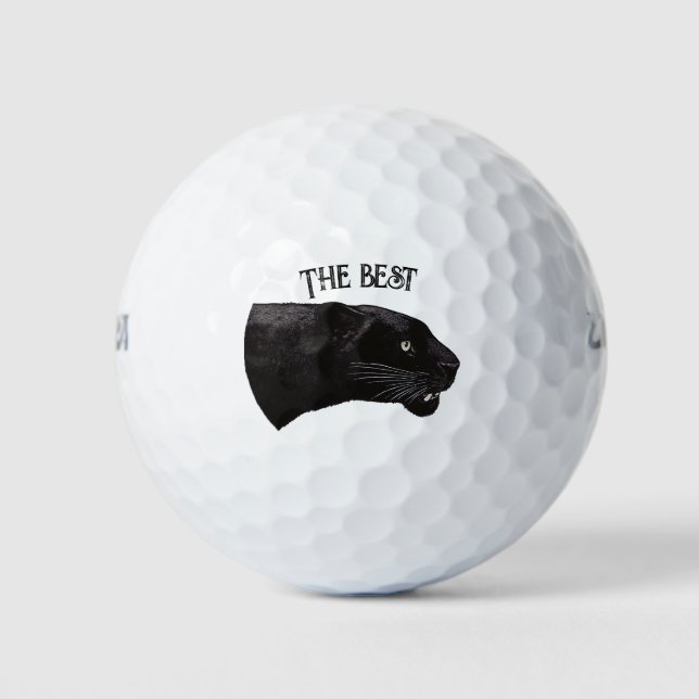 Black Panther by Toshi Yoshida  Wood Wall Art Golf Balls (Front)