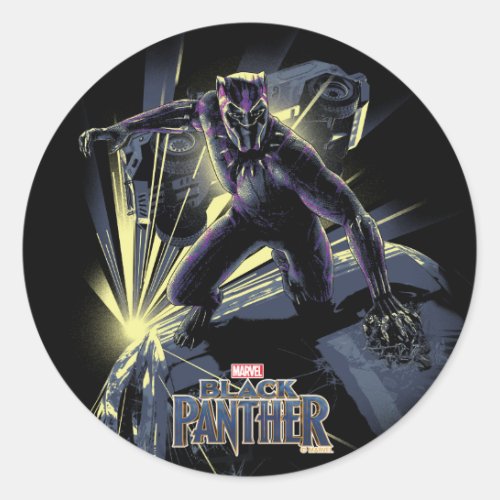 Black Panther  Car Chase Graphic Classic Round Sticker