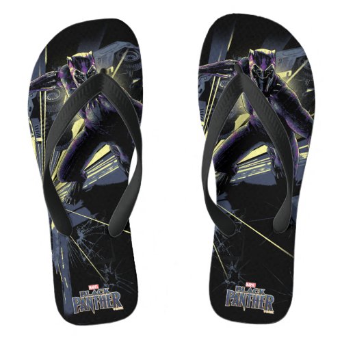 Black Panther  Car Chase Graphic Flip Flops