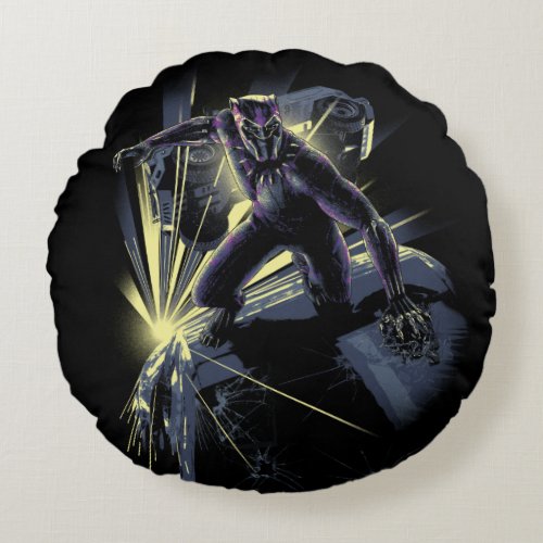 Black Panther  Car Chase Graphic Round Pillow