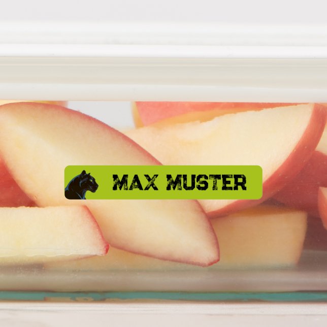 Black Panther Cat - green ・ 96 narrow Kids' Labels (Affixed)