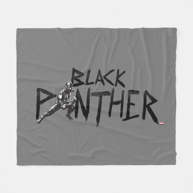 Black Panther Character Art Name Fleece Blanket (Front (Horizontal))