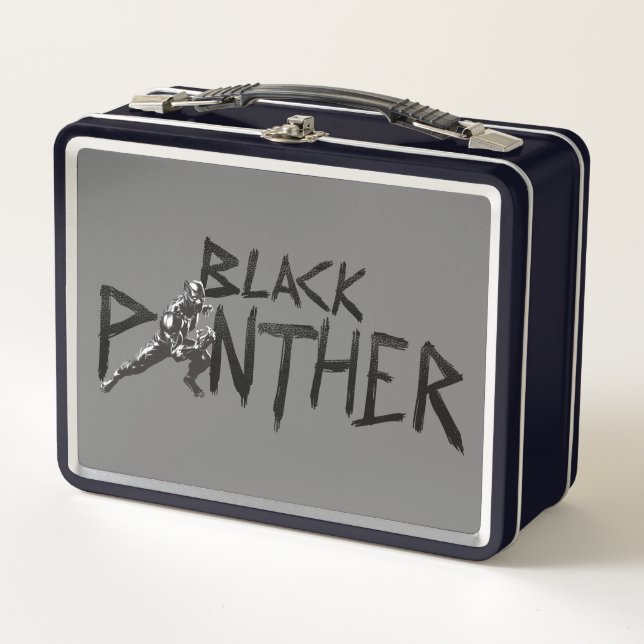Black Panther Character Art Name Metal Lunch Box (Front)