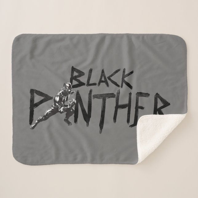 Black Panther Character Art Name Sherpa Blanket (Front (Horizontal))