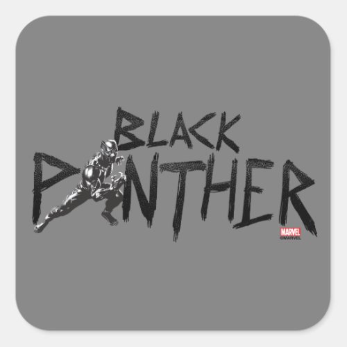 Black Panther Character Art Name Square Sticker