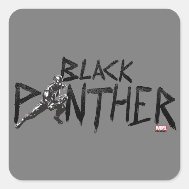 Black Panther Character Art Name Square Sticker (Front)