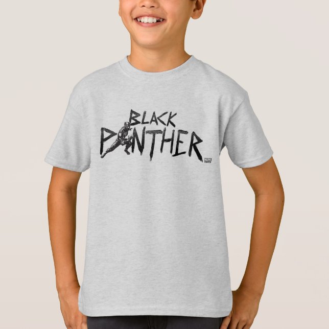 Black Panther Character Art Name T-Shirt (Front)