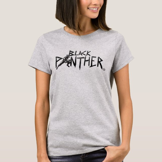 Black Panther Character Art Name T-Shirt (Front)
