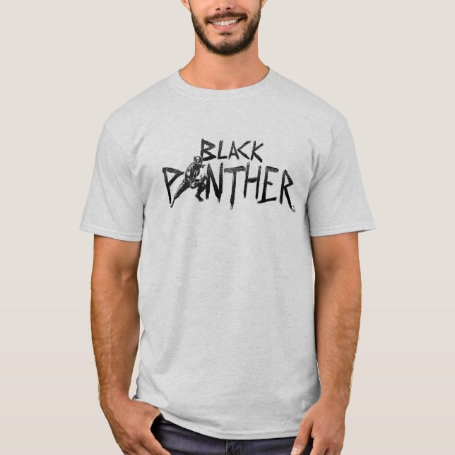 Black Panther Character Art Name T-Shirt (Front)