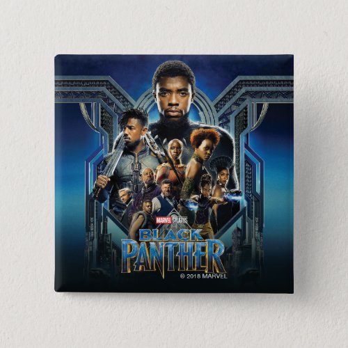 Black Panther  Characters Over Wakanda Button