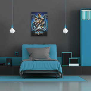 Black Panther   Characters Over Wakanda Canvas Print