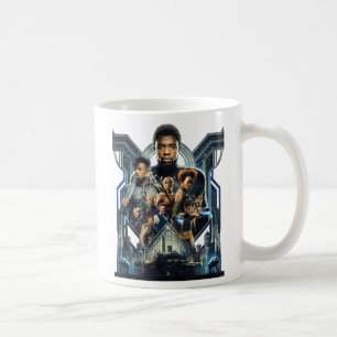 Black Panther Characters Over Wakanda Coffee Mug