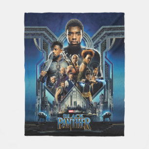 Black Panther Characters Over Wakanda Fleece Blanket
